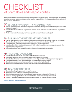 Graphic: Checklist of Board Roles and Responsibilities