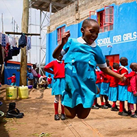 A group of girls in school uniforms