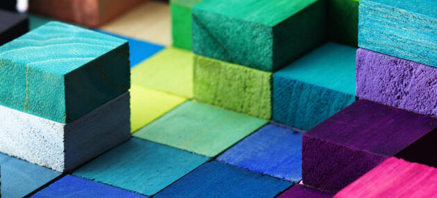 Stacks of blocks in different colors