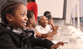 Student on computer