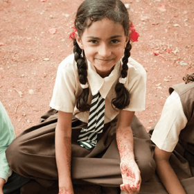 This young girl is one of the 1.4 million children who receive lunch daily at school because of the efforts of the Indian Akshaya Patra. (Photo courtesy of Akshaya Patra)