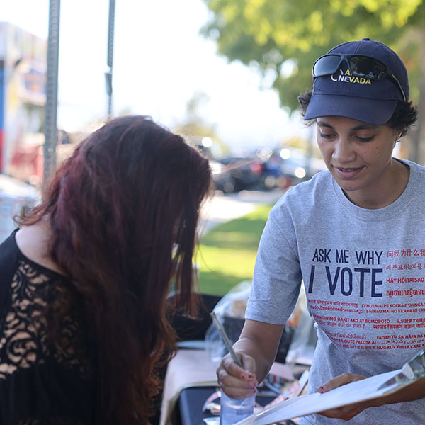 Voter registration on the street in Nevada