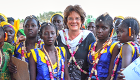 Molly Melching, Founder and Creative Director, Tostan with women in Senegal